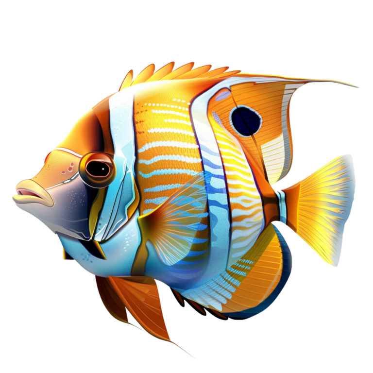 Orange Blue Fish Tropical Marine Vinyl Sticker Decal