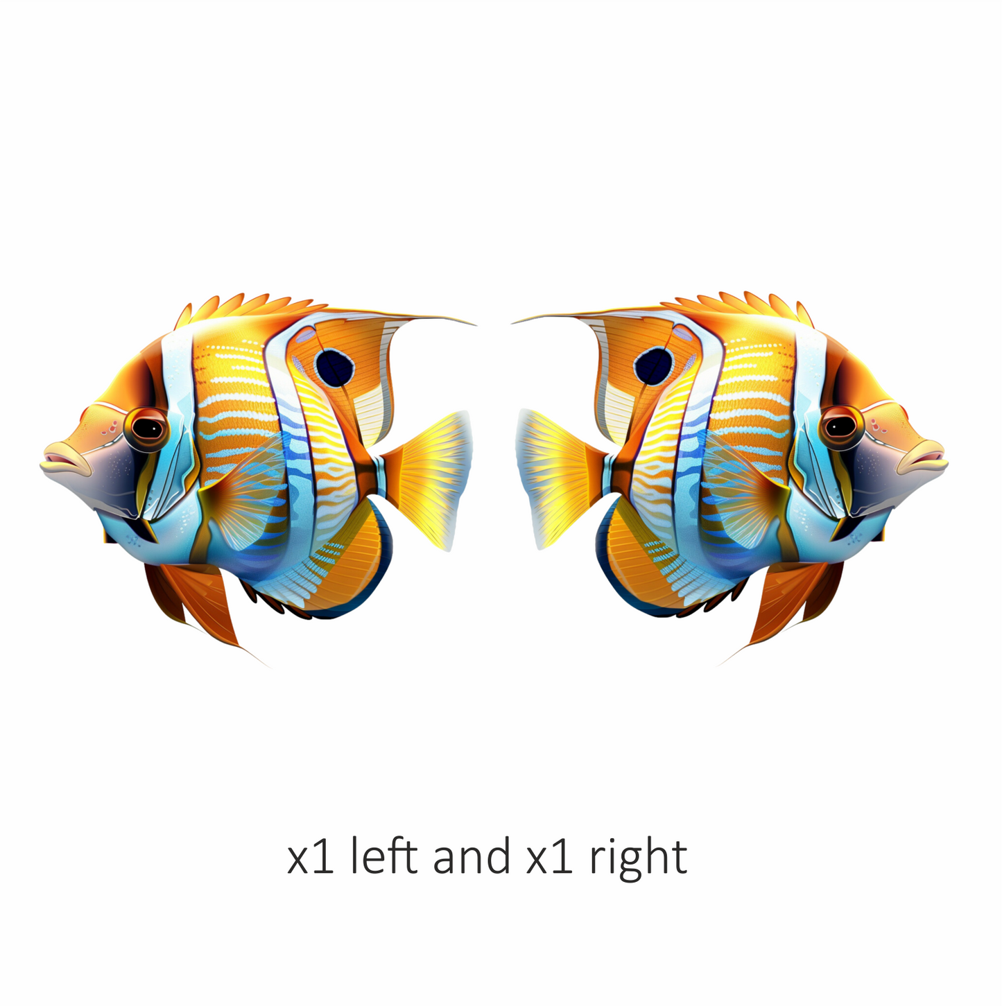 Orange Blue Fish Tropical Marine Vinyl Sticker Decal