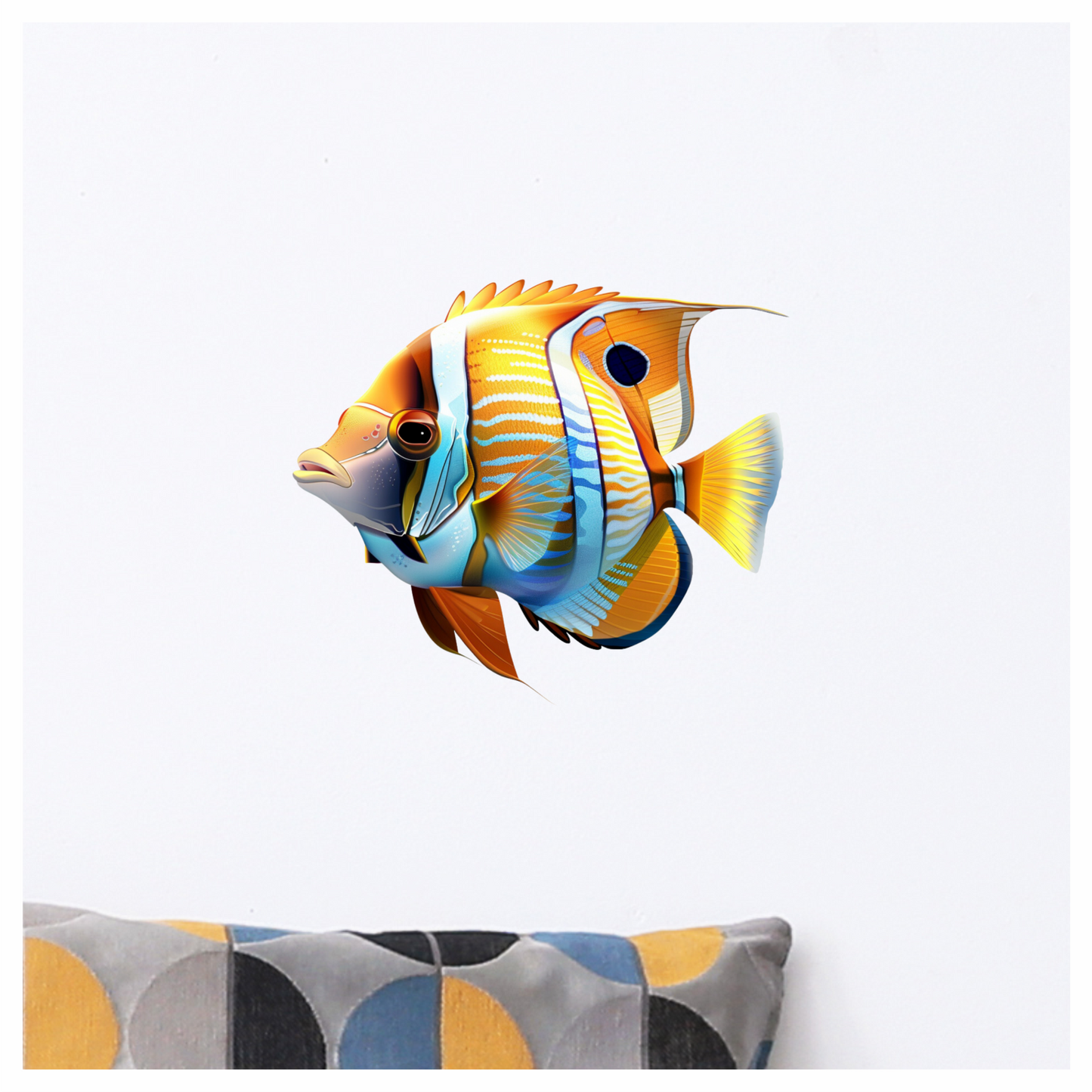 Orange Blue Fish Tropical Marine Vinyl Sticker Decal