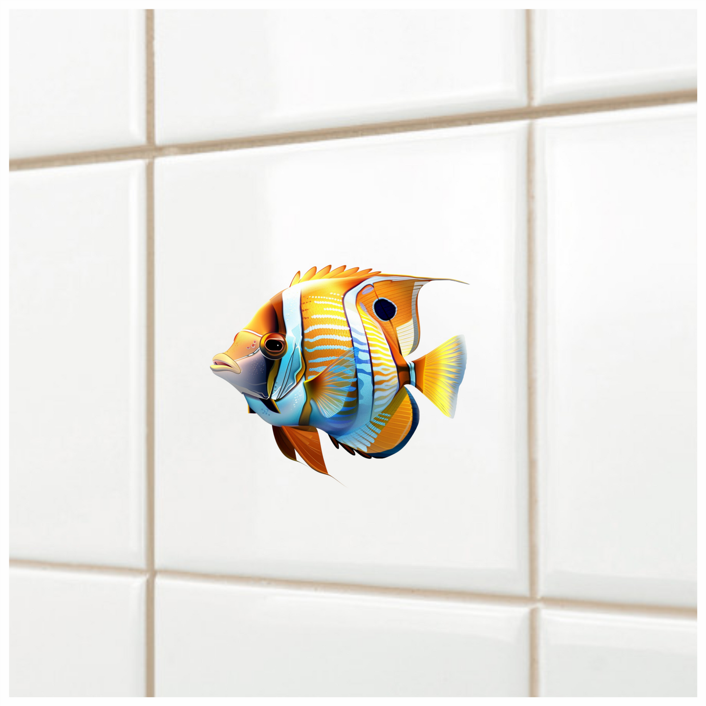 Orange Blue Fish Tropical Marine Vinyl Sticker Decal
