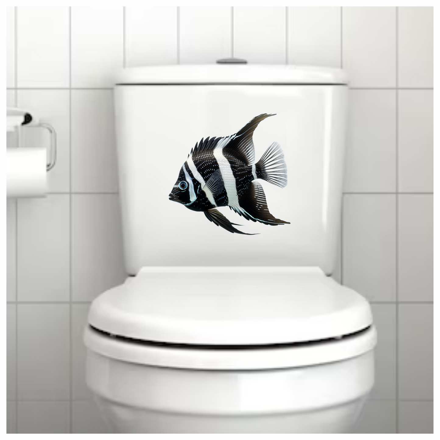 Black White Fish Angelfish Tropical Vinyl Sticker Decal