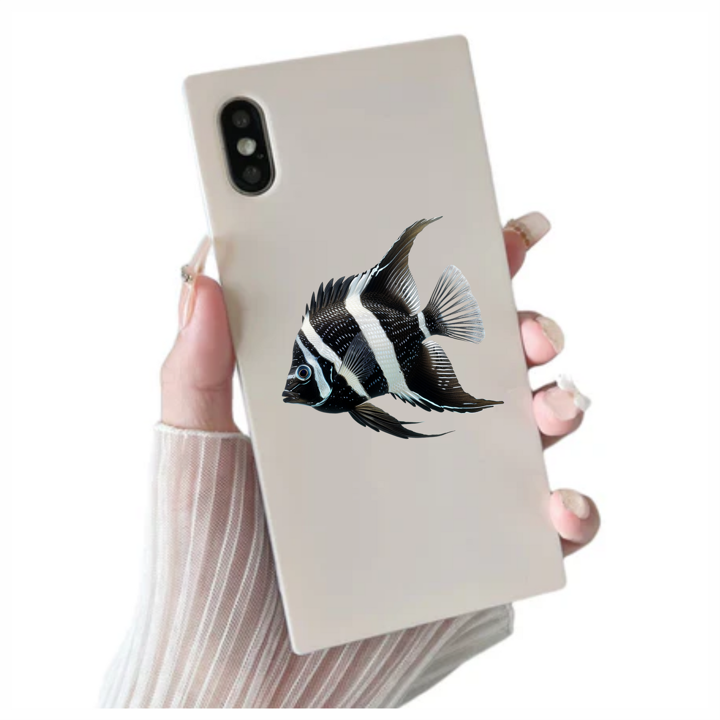 Black White Fish Angelfish Tropical Vinyl Sticker Decal