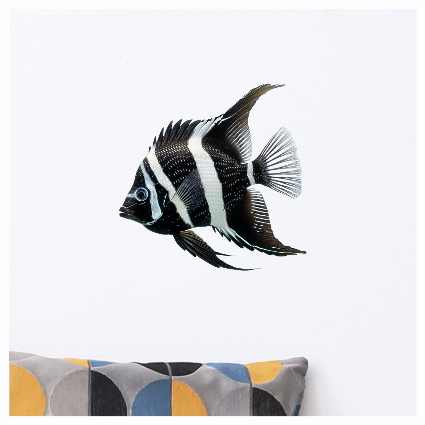 Black White Fish Angelfish Tropical Vinyl Sticker Decal