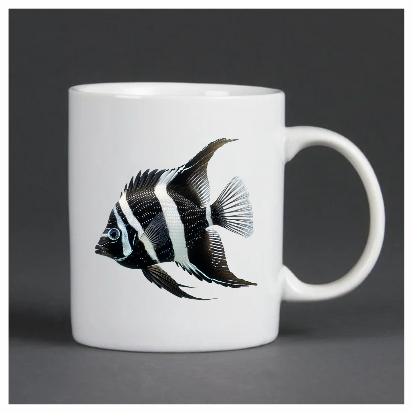 Black White Fish Angelfish Tropical Vinyl Sticker Decal