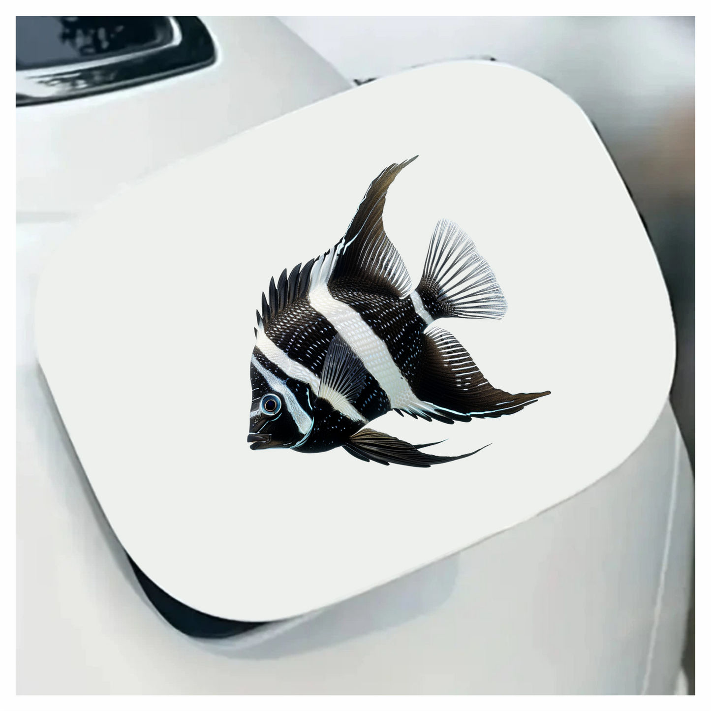 Black White Fish Angelfish Tropical Vinyl Sticker Decal