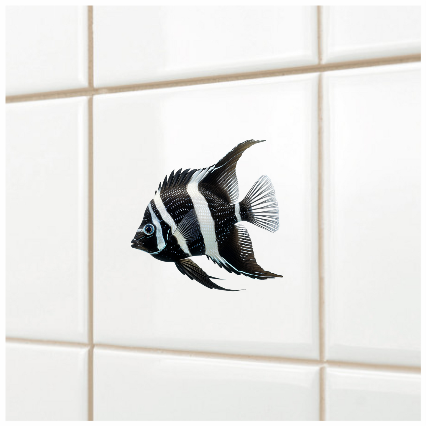 Black White Fish Angelfish Tropical Vinyl Sticker Decal