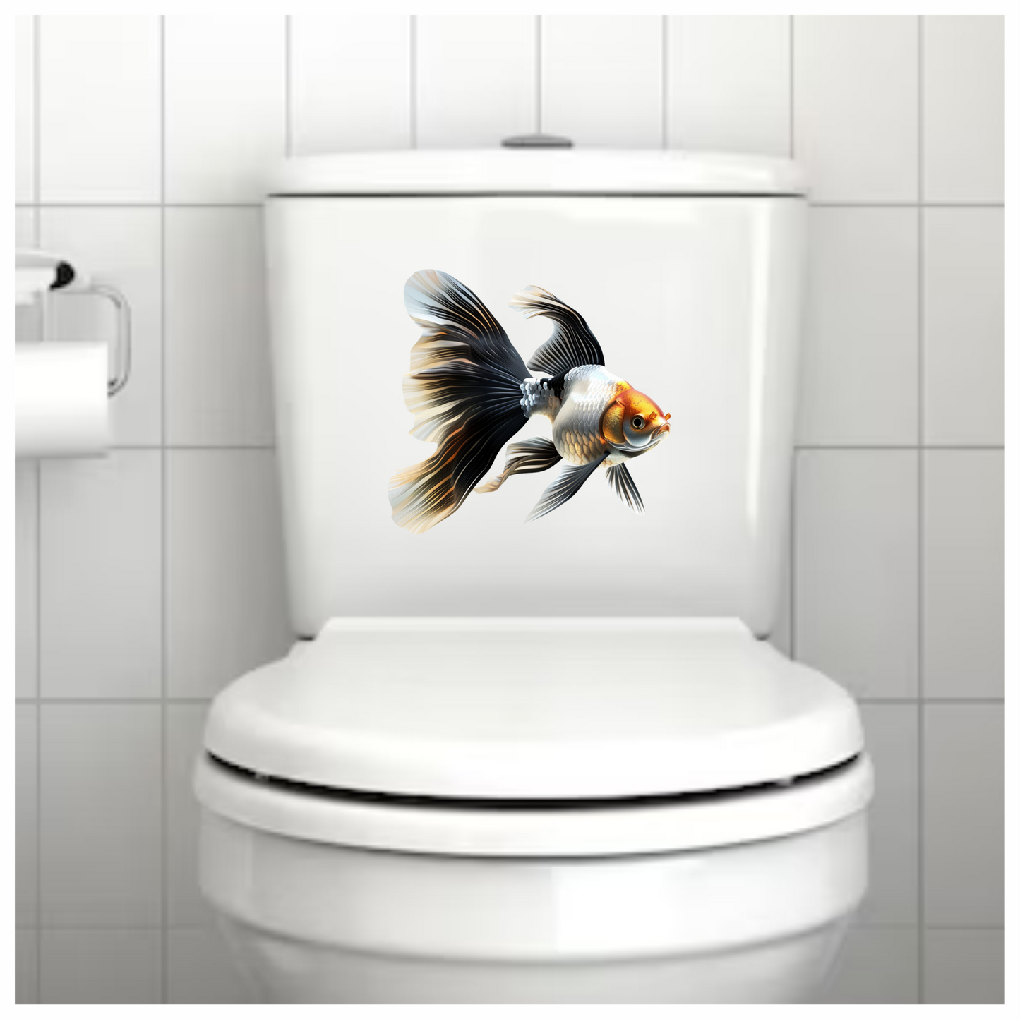 Black White Goldfish Longfin Graceful Vinyl Sticker Decal