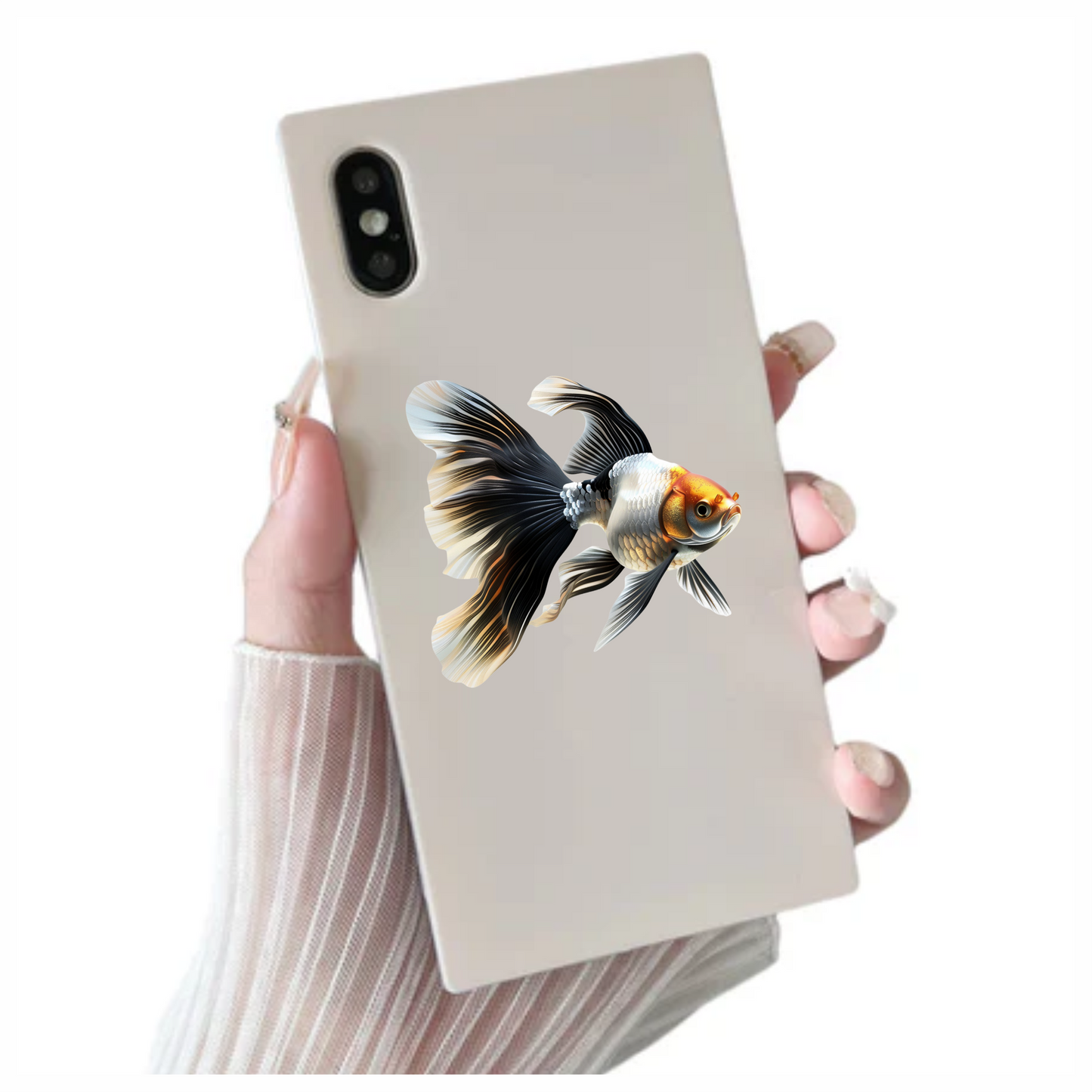 Black White Goldfish Longfin Graceful Vinyl Sticker Decal