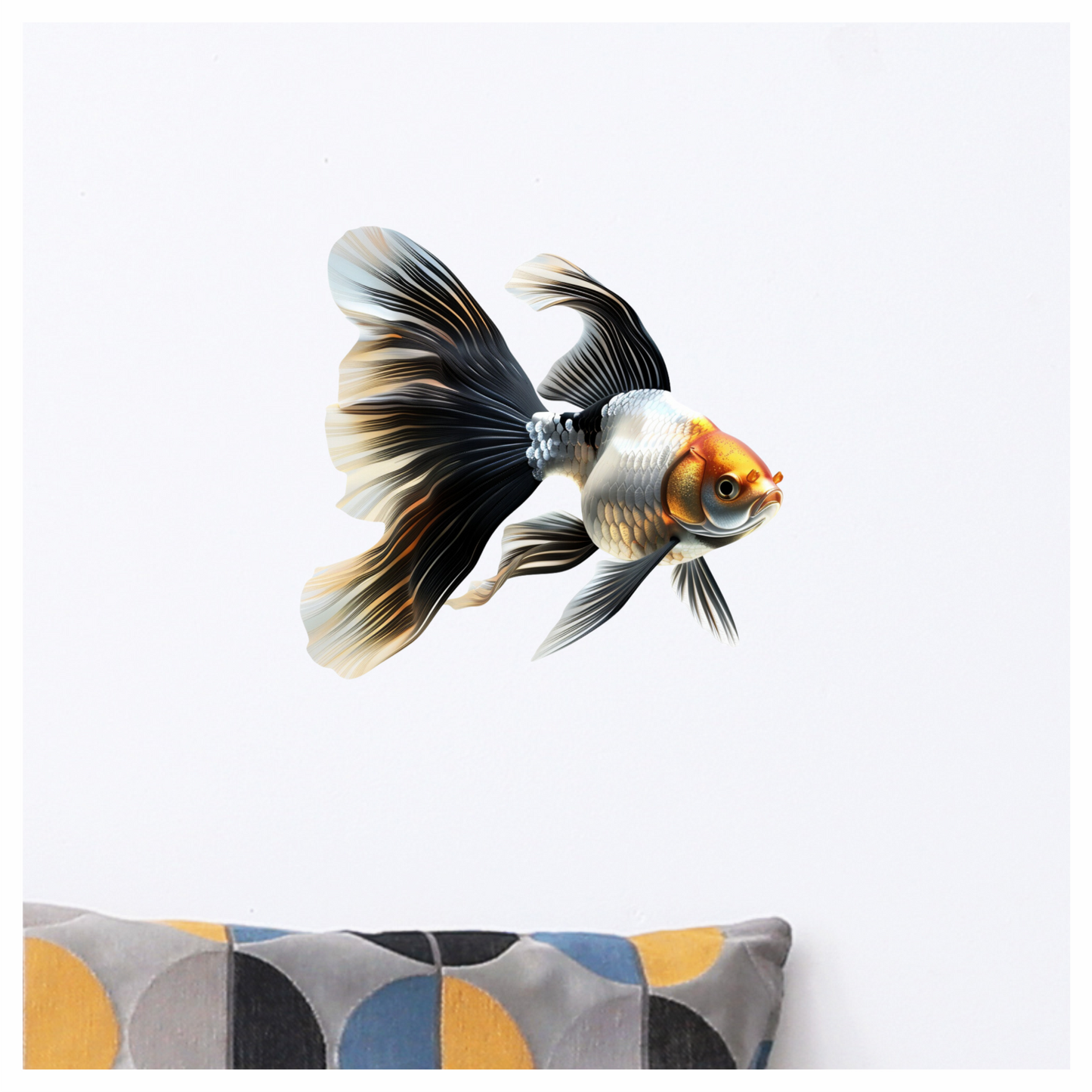 Black White Goldfish Longfin Graceful Vinyl Sticker Decal
