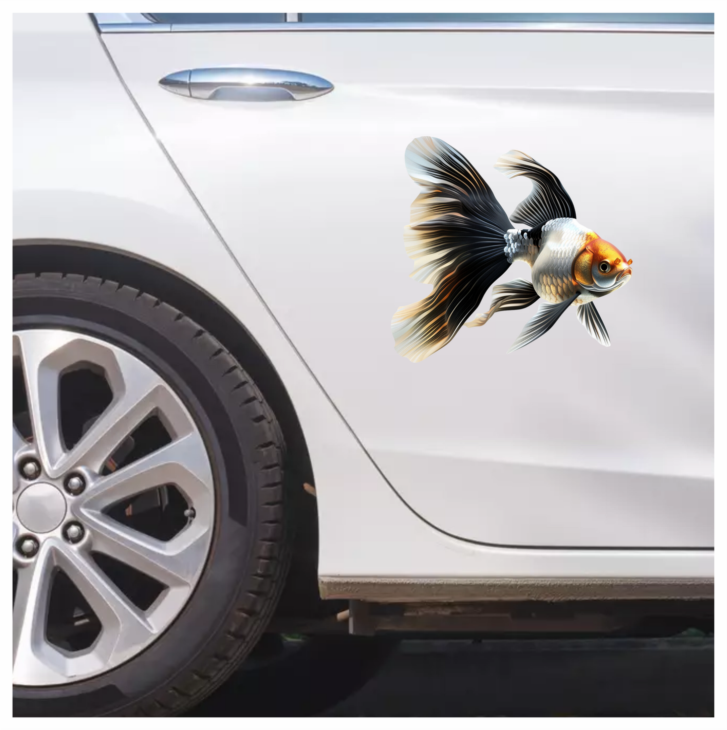 Black White Goldfish Longfin Graceful Vinyl Sticker Decal