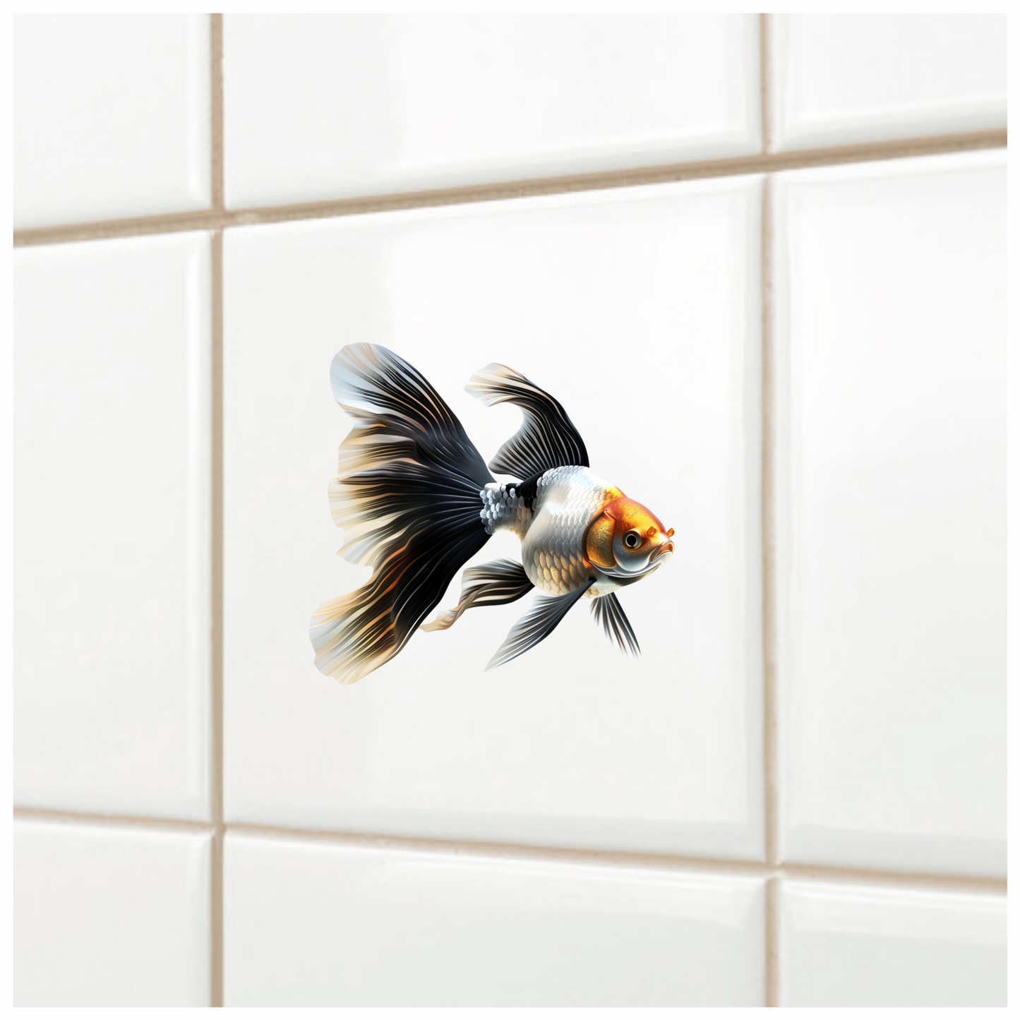 Black White Goldfish Longfin Graceful Vinyl Sticker Decal