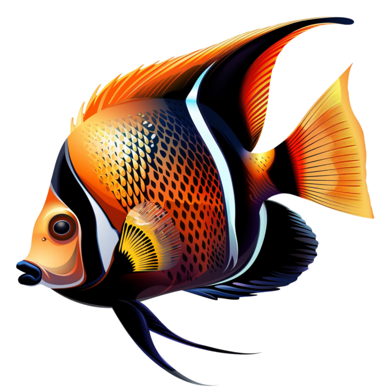 Orange Black Tropical Fish Angelfish Vinyl Sticker Decal