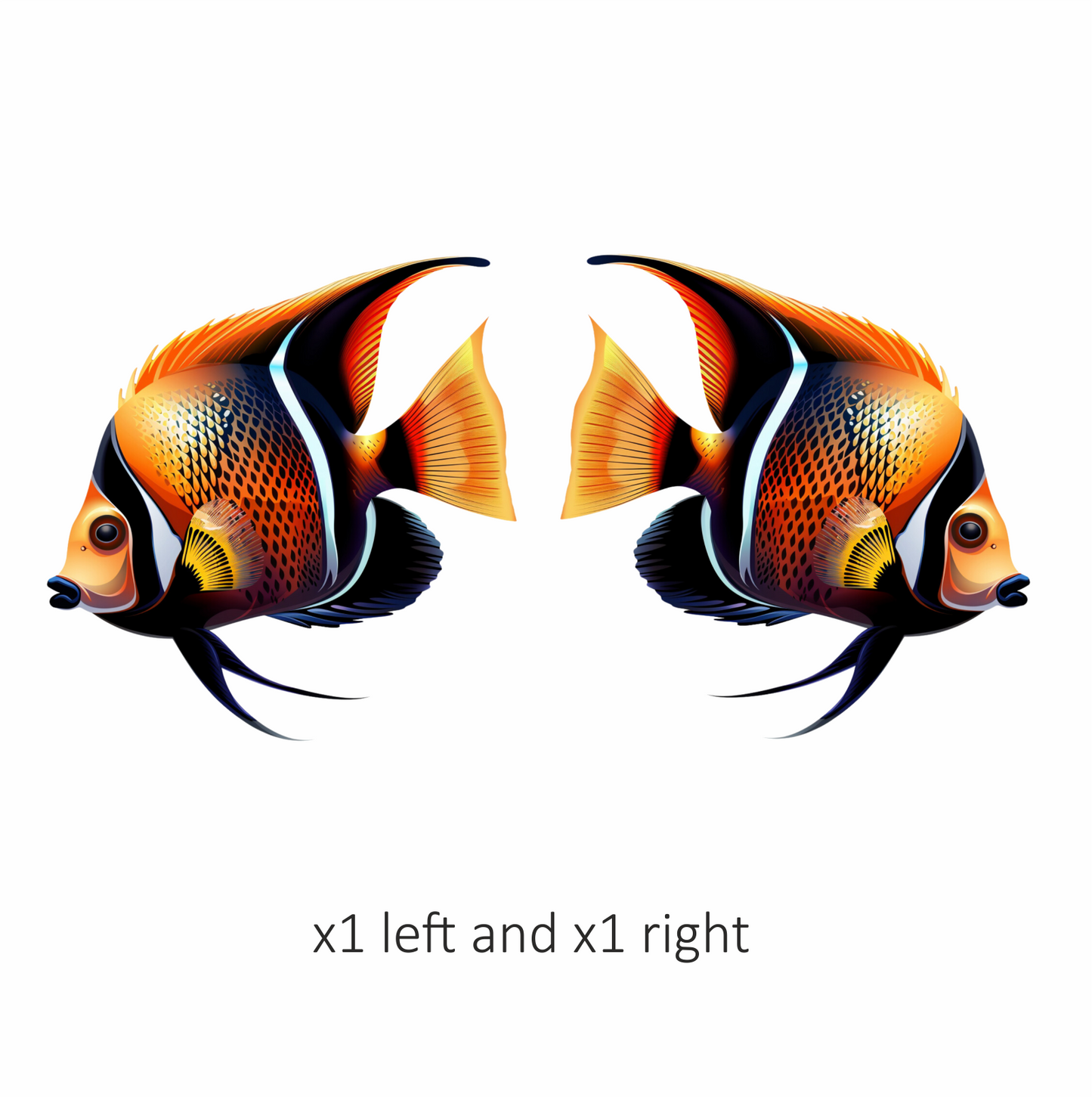 Orange Black Tropical Fish Angelfish Vinyl Sticker Decal