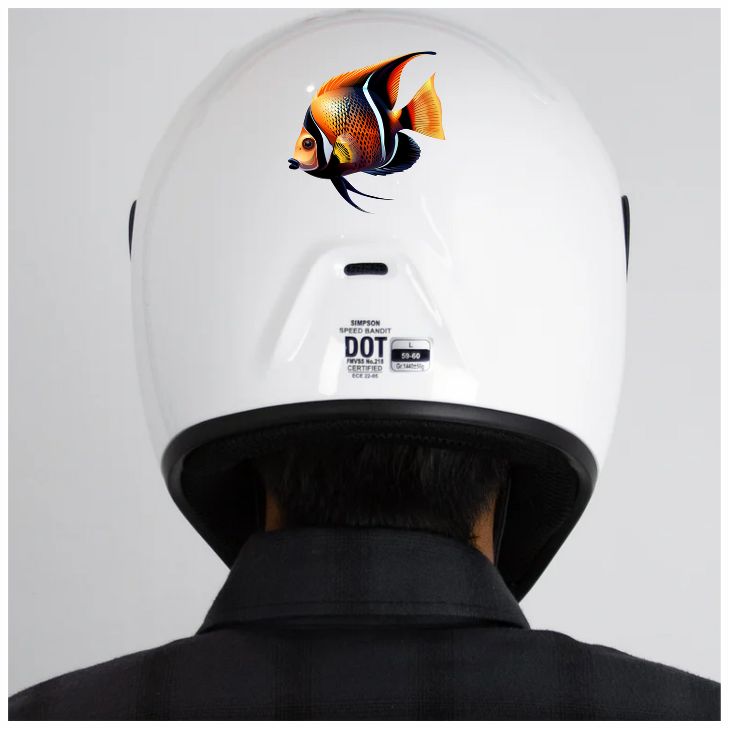 Orange Black Tropical Fish Angelfish Vinyl Sticker Decal