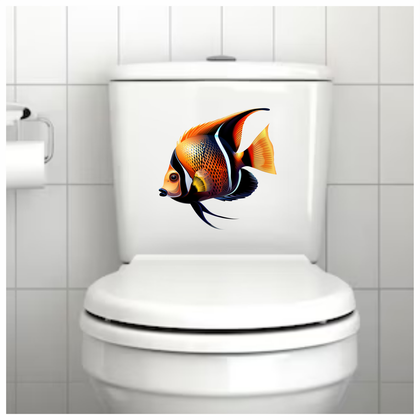 Orange Black Tropical Fish Angelfish Vinyl Sticker Decal