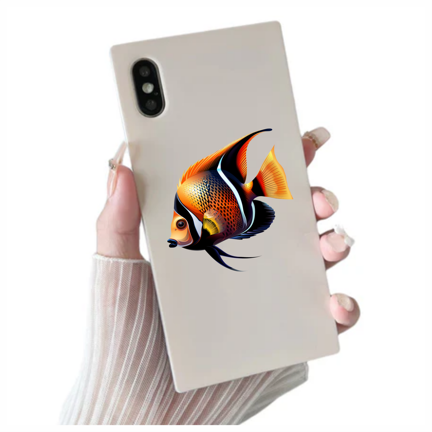 Orange Black Tropical Fish Angelfish Vinyl Sticker Decal