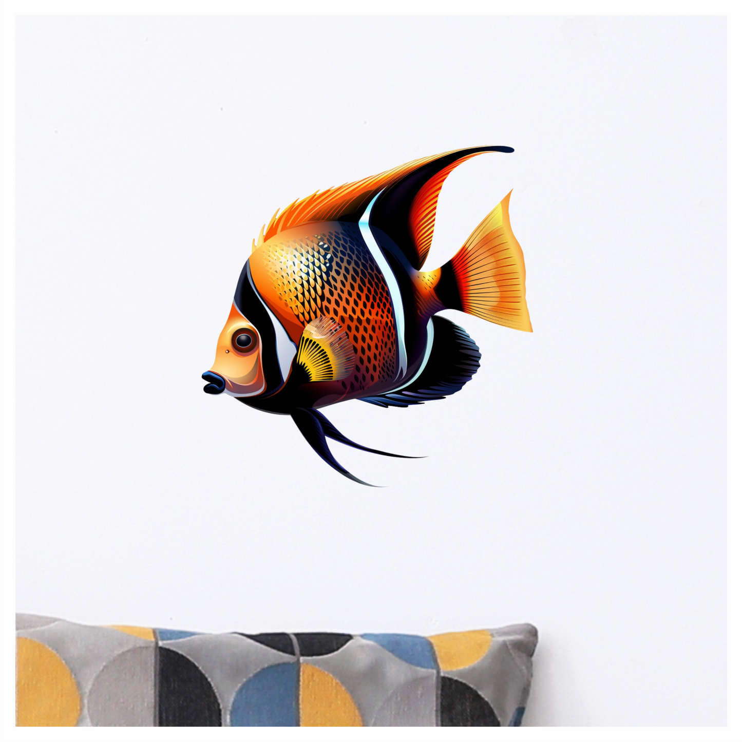 Orange Black Tropical Fish Angelfish Vinyl Sticker Decal