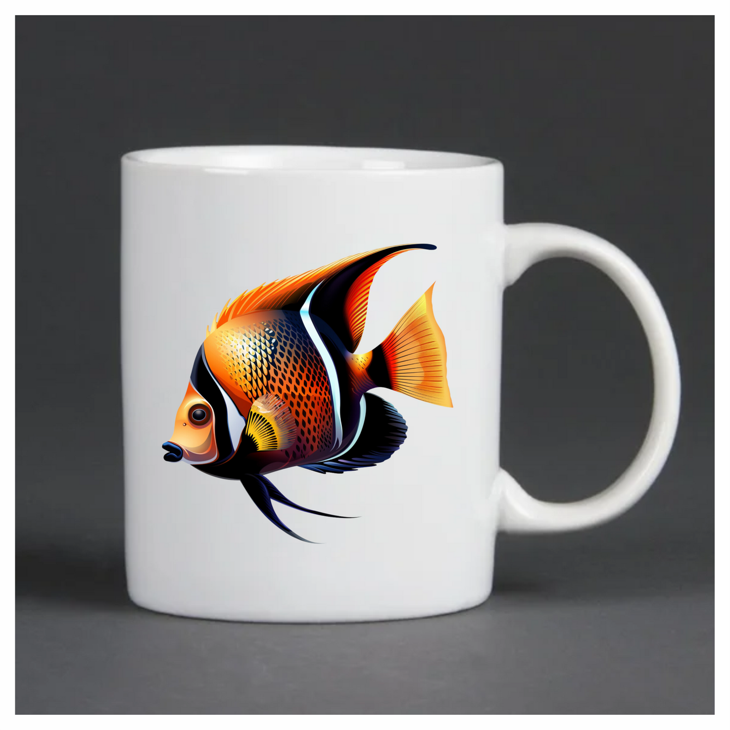 Orange Black Tropical Fish Angelfish Vinyl Sticker Decal