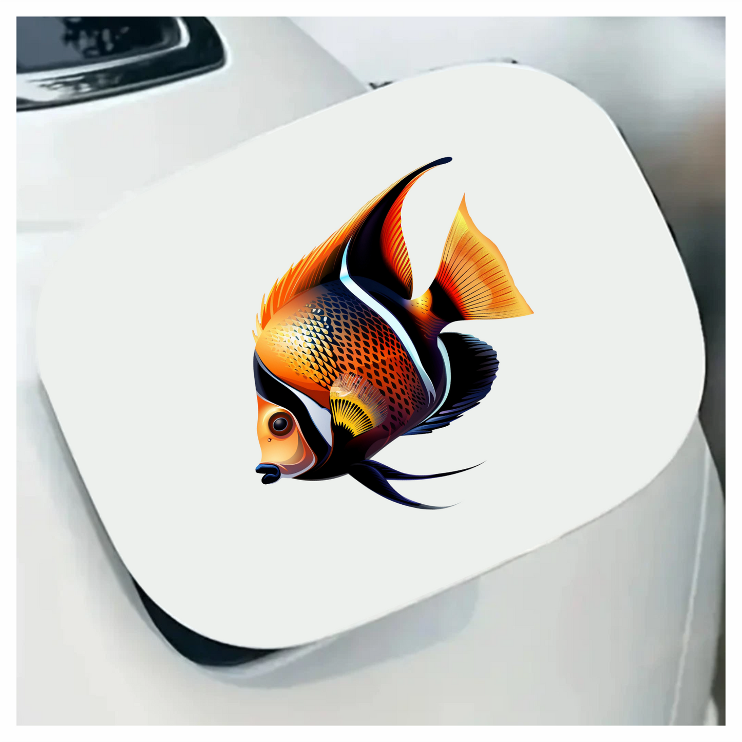 Orange Black Tropical Fish Angelfish Vinyl Sticker Decal