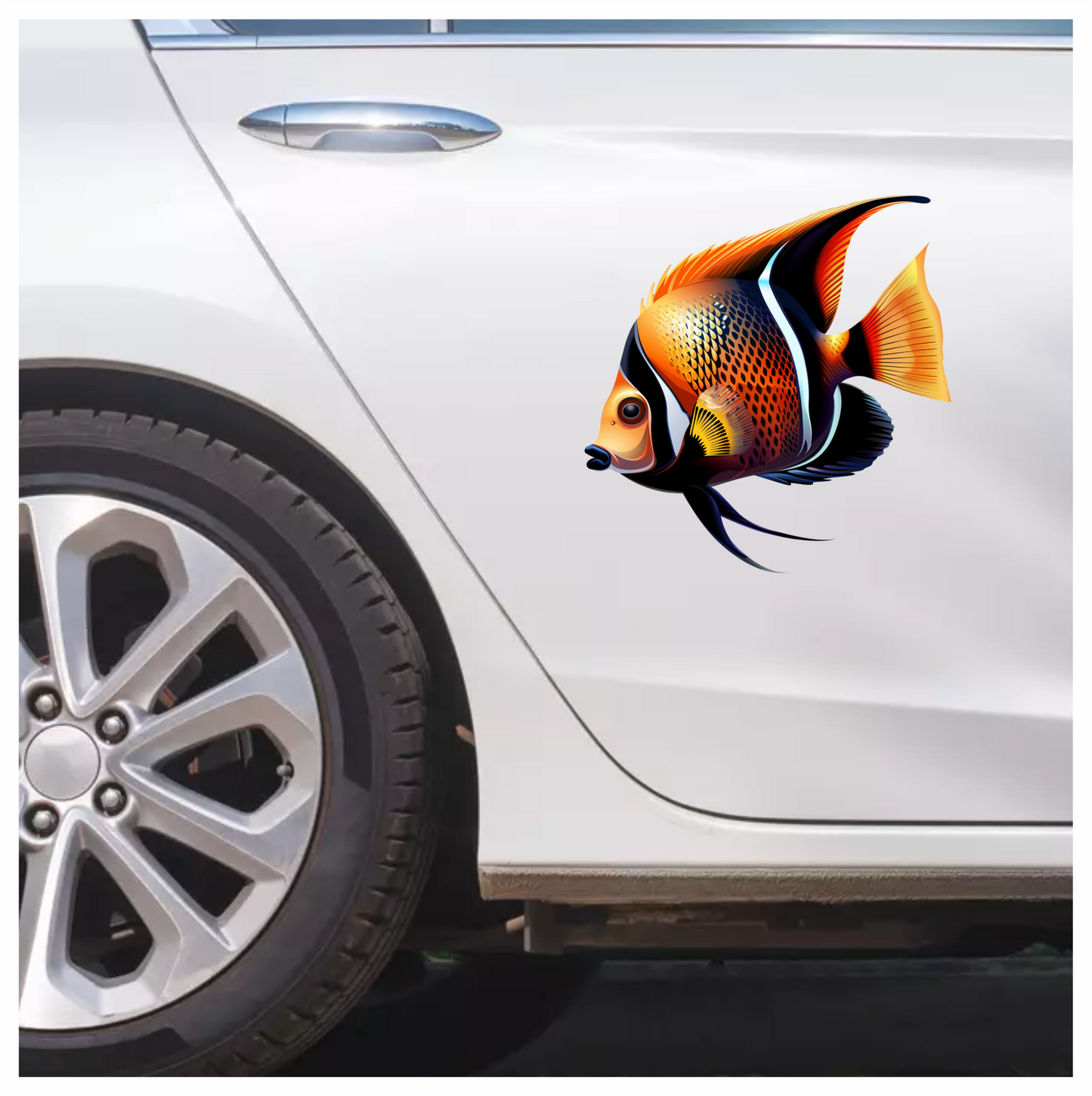 Orange Black Tropical Fish Angelfish Vinyl Sticker Decal