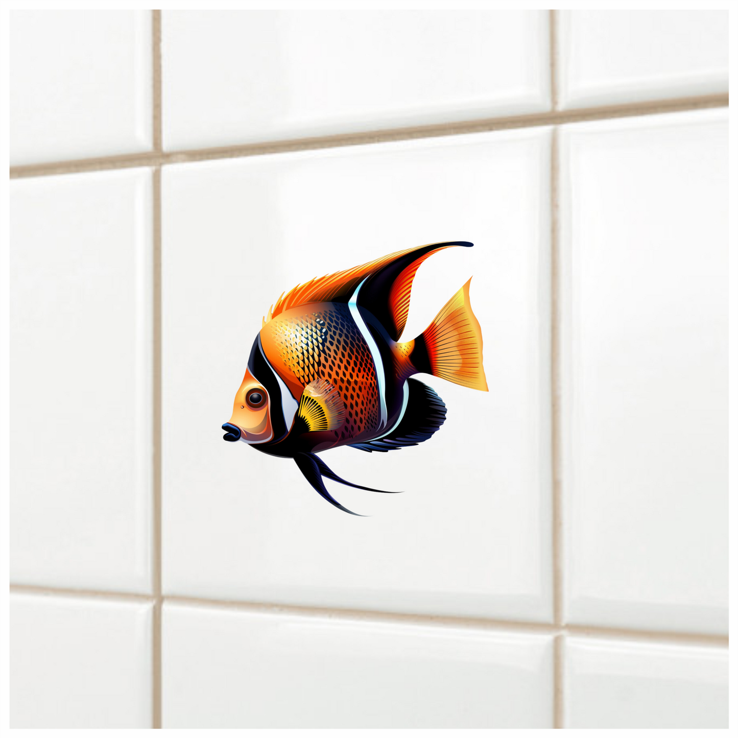 Orange Black Tropical Fish Angelfish Vinyl Sticker Decal