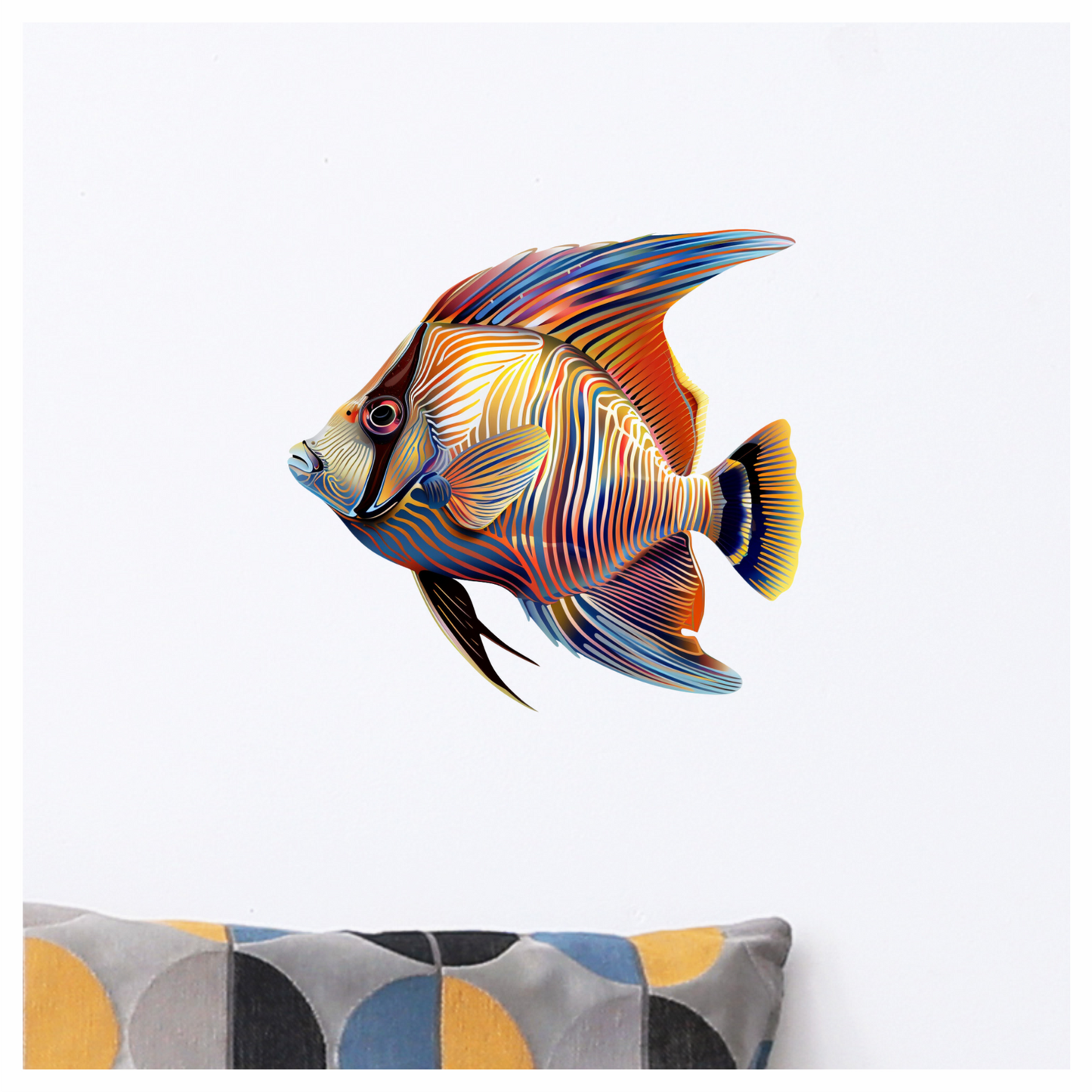 Striped Colorful Tropical Fish Vinyl Sticker Decal