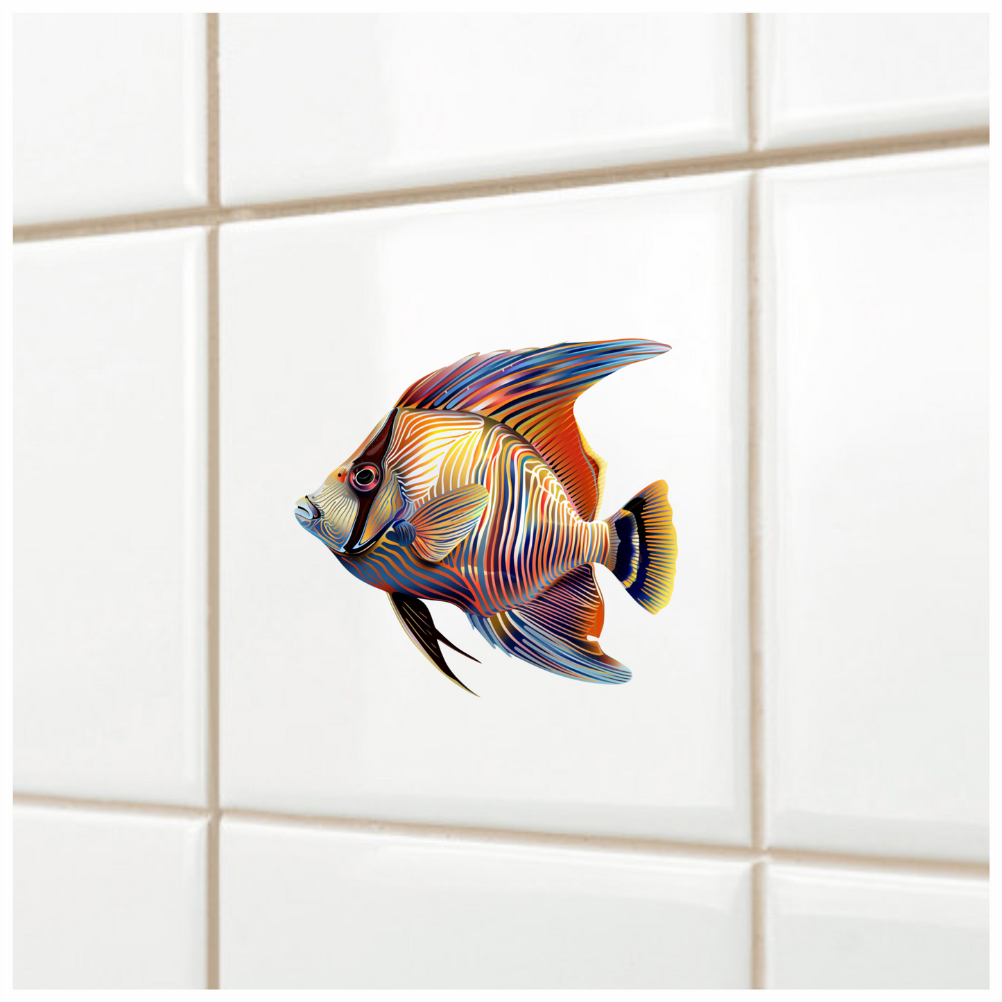 Striped Colorful Tropical Fish Vinyl Sticker Decal