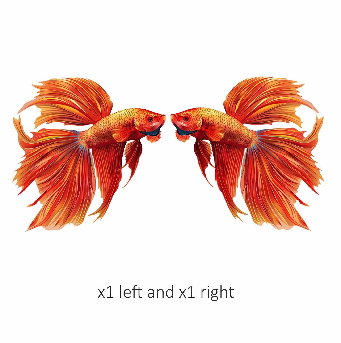Red Betta Fish Long Fins Vinyl Sticker Decal