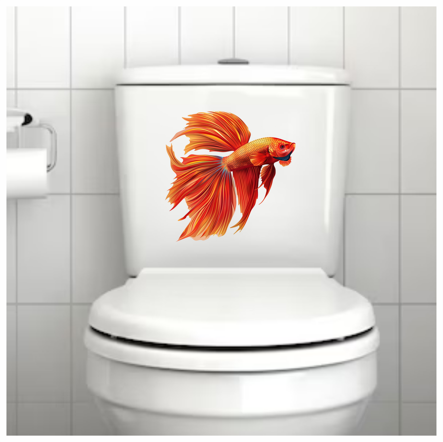 Red Betta Fish Long Fins Vinyl Sticker Decal