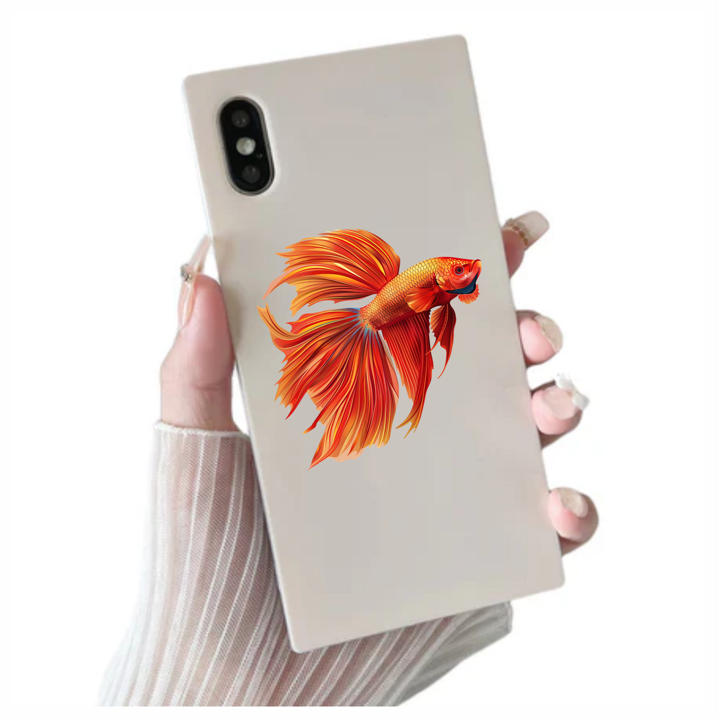 Red Betta Fish Long Fins Vinyl Sticker Decal