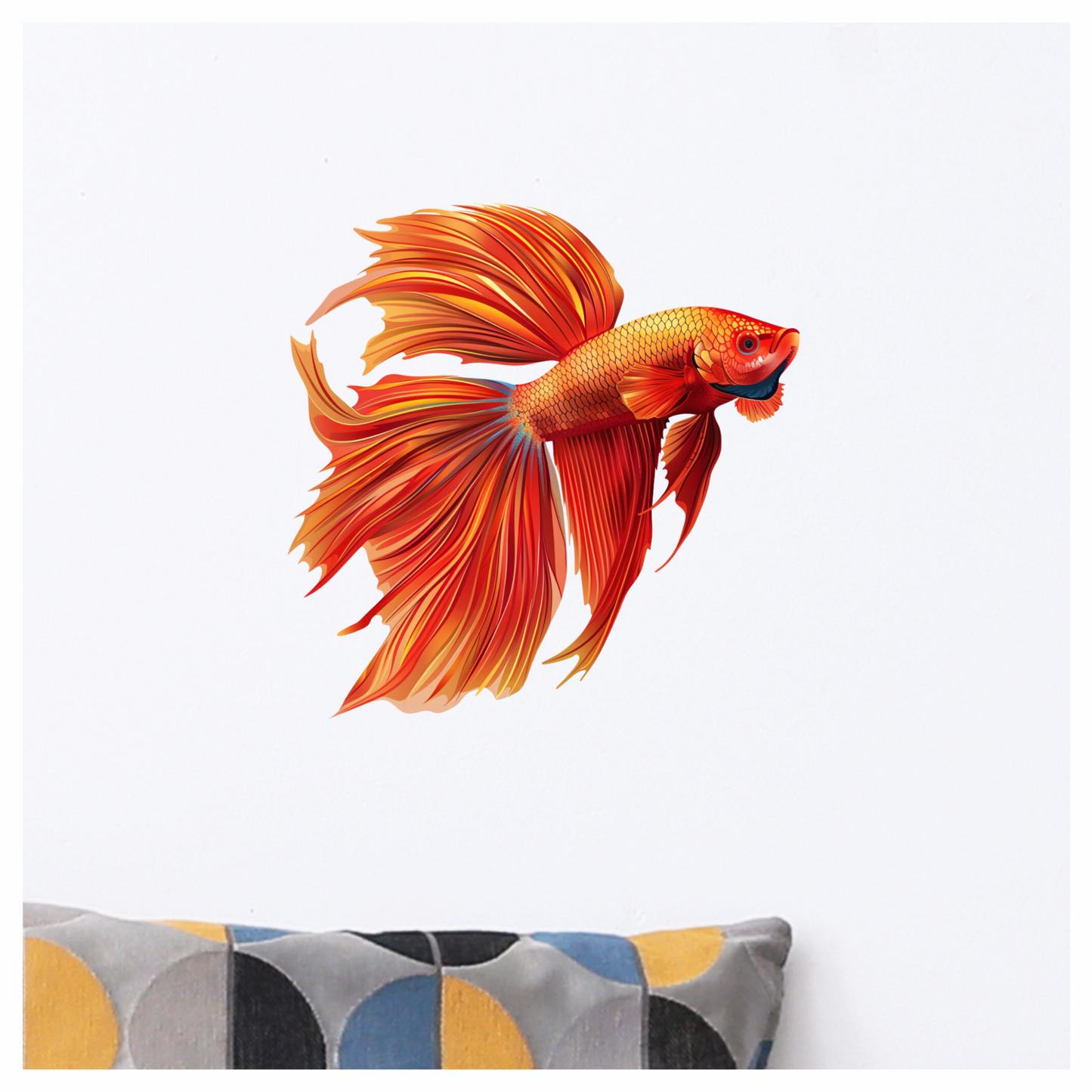 Red Betta Fish Long Fins Vinyl Sticker Decal
