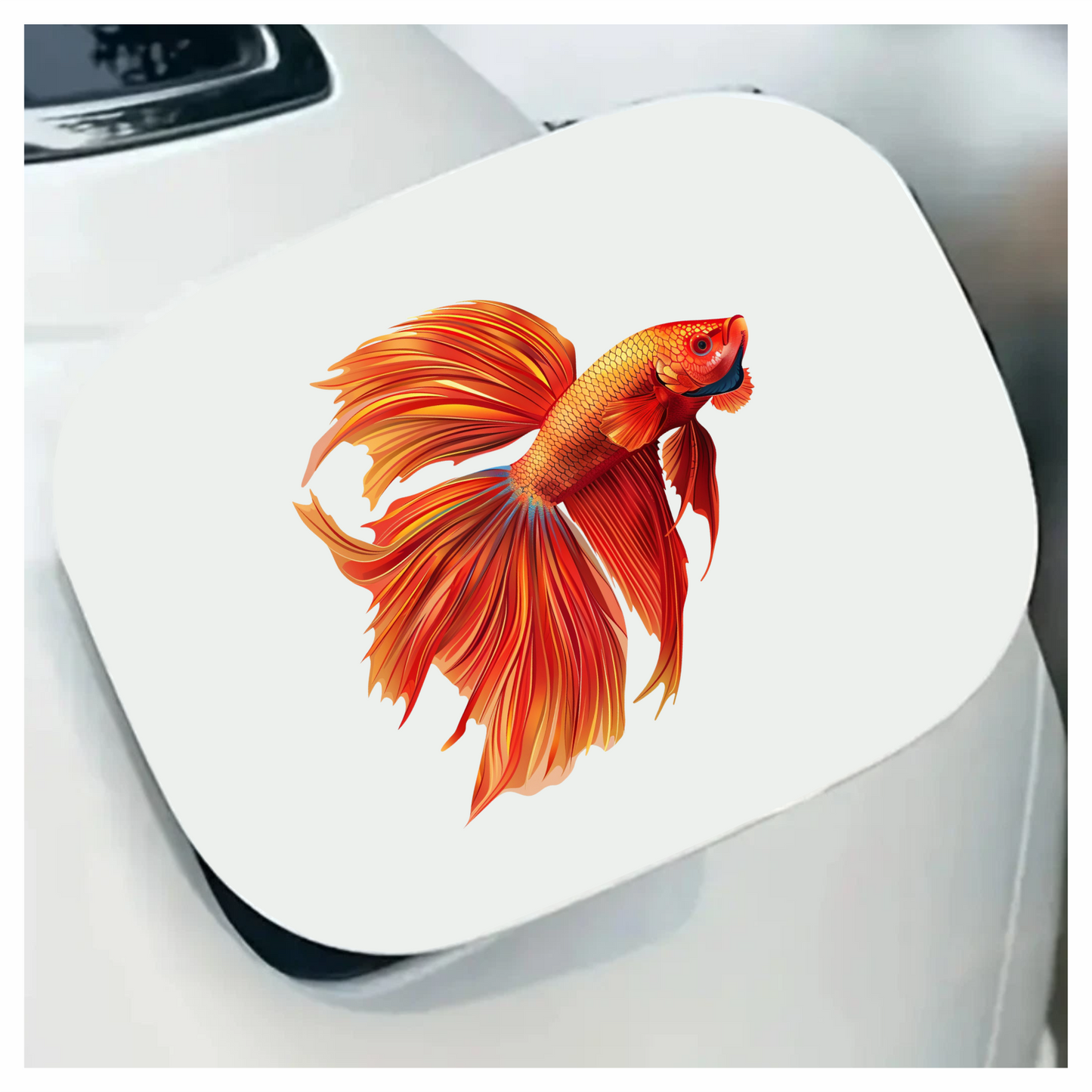 Red Betta Fish Long Fins Vinyl Sticker Decal