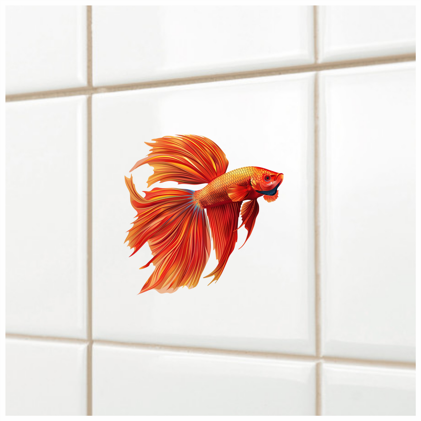 Red Betta Fish Long Fins Vinyl Sticker Decal