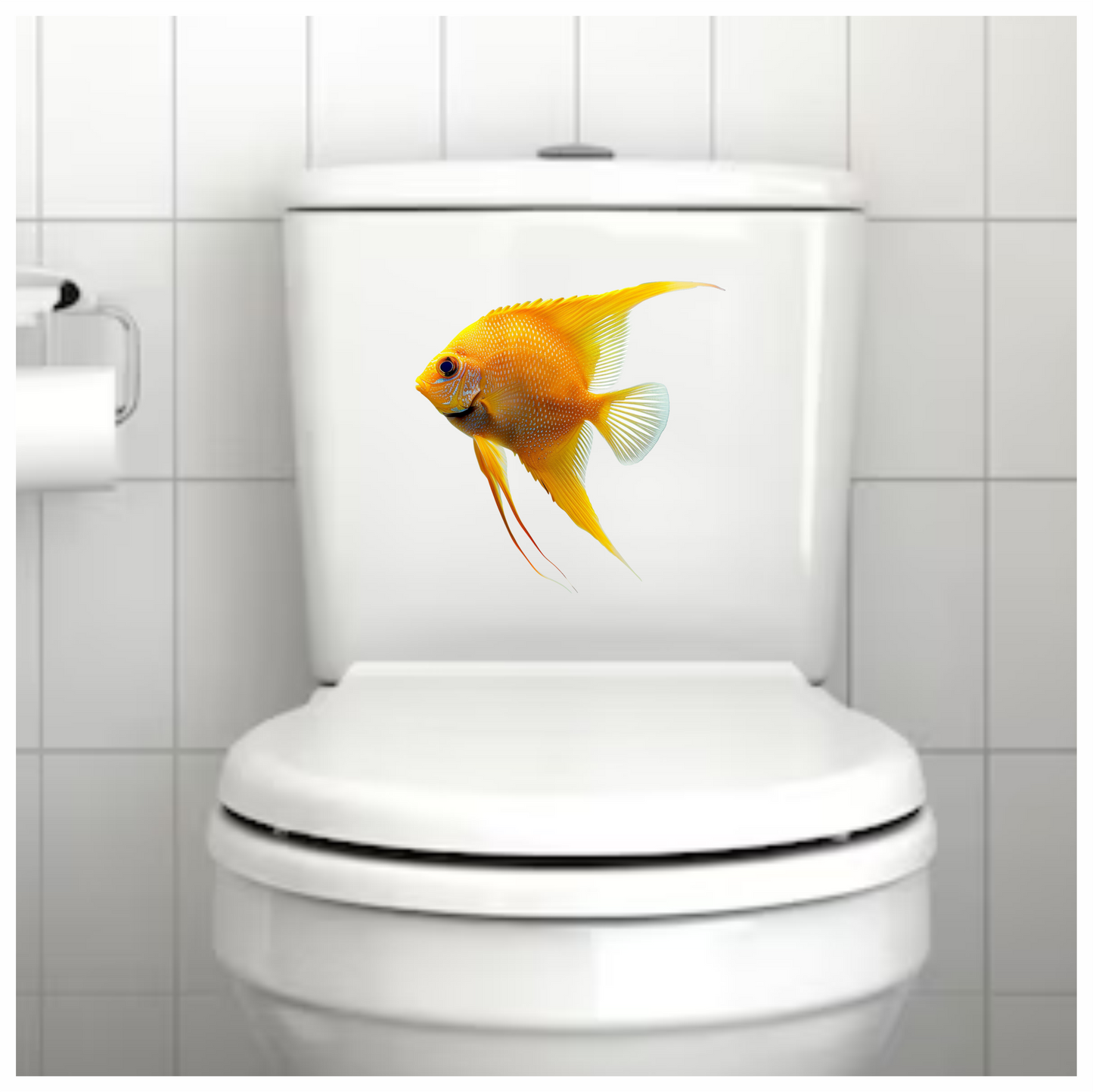 Orange Fish Freshwater Angelfish Side Vinyl Sticker Decal