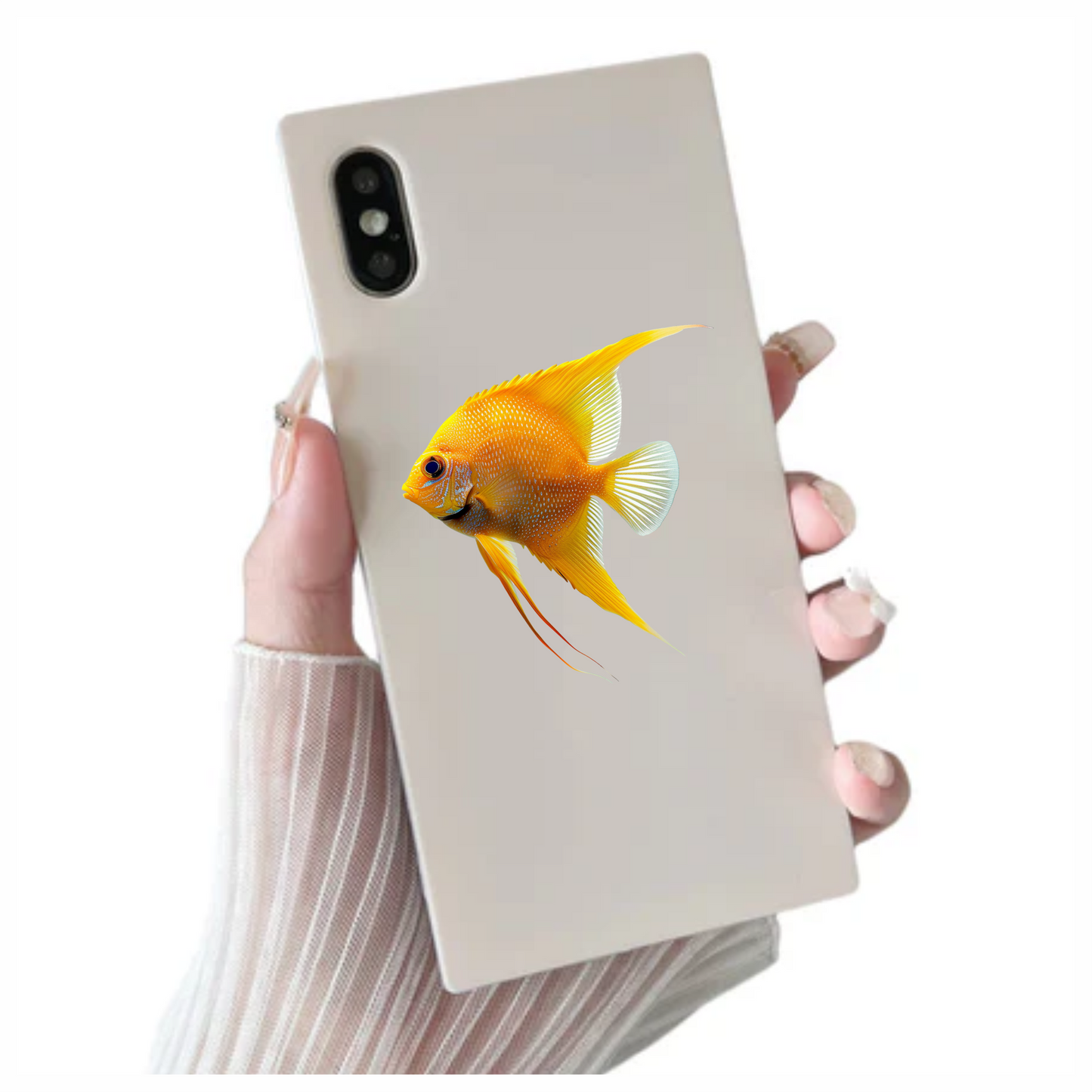 Orange Fish Freshwater Angelfish Side Vinyl Sticker Decal