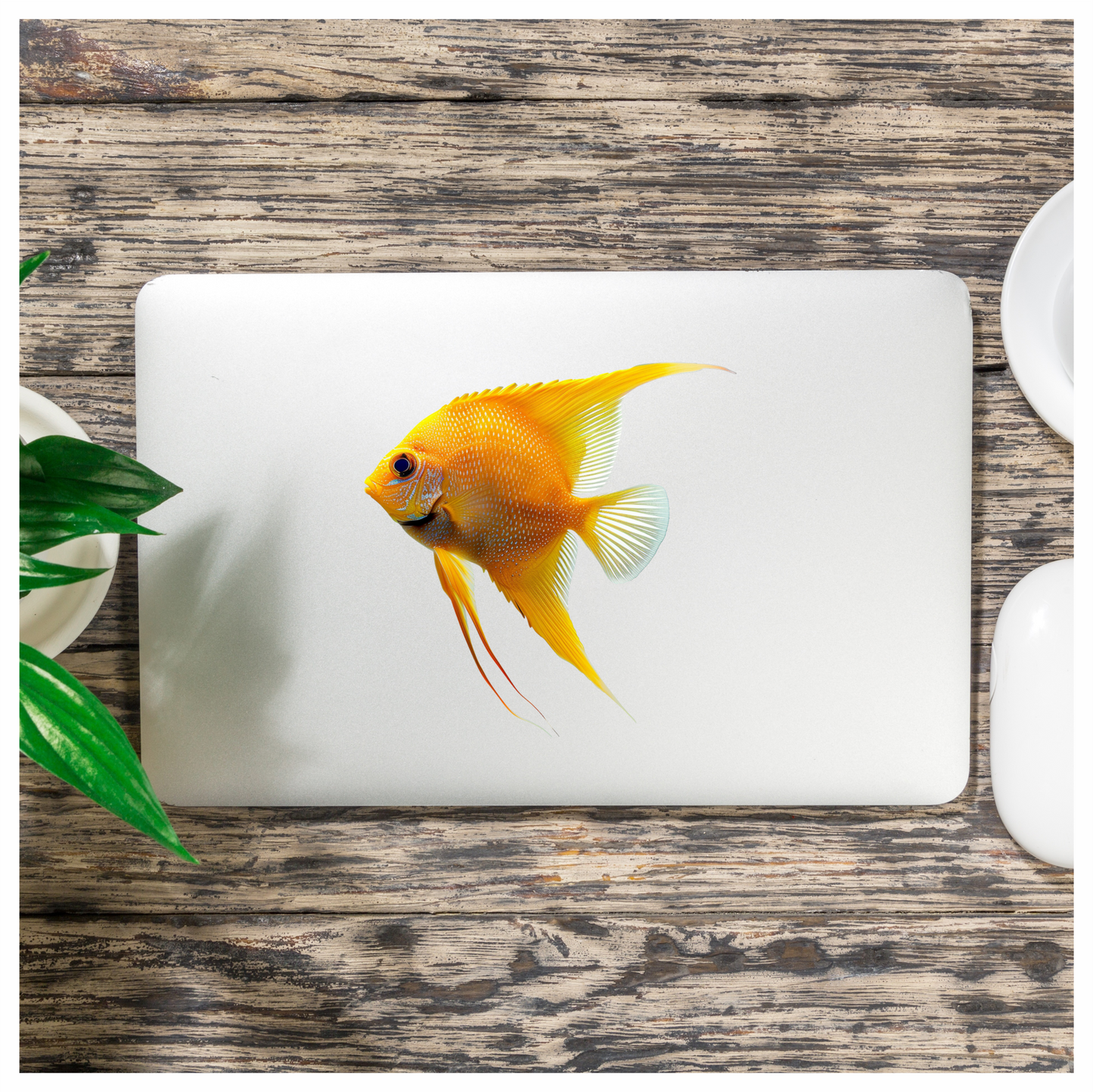 Orange Fish Freshwater Angelfish Side Vinyl Sticker Decal