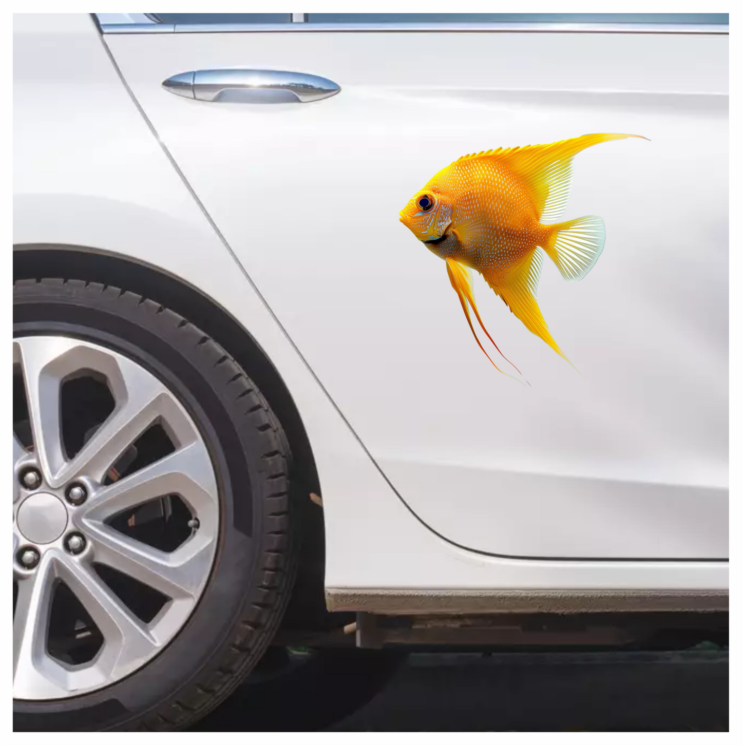 Orange Fish Freshwater Angelfish Side Vinyl Sticker Decal