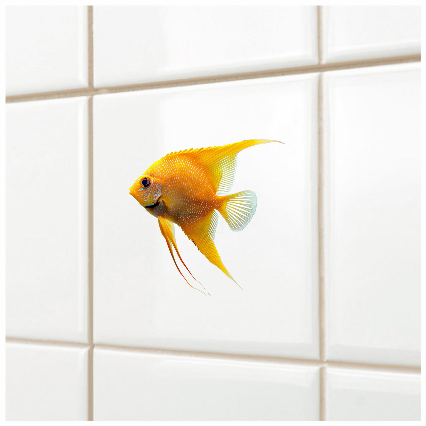 Orange Fish Freshwater Angelfish Side Vinyl Sticker Decal