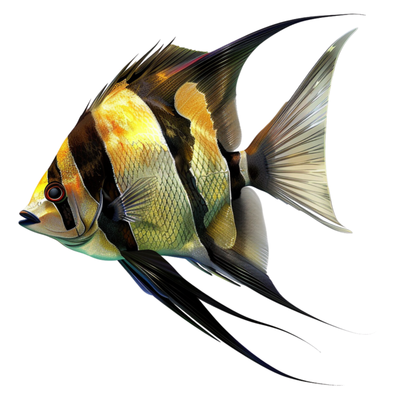 Yellow Fish Freshwater Angelfish Side Vinyl Sticker Decal