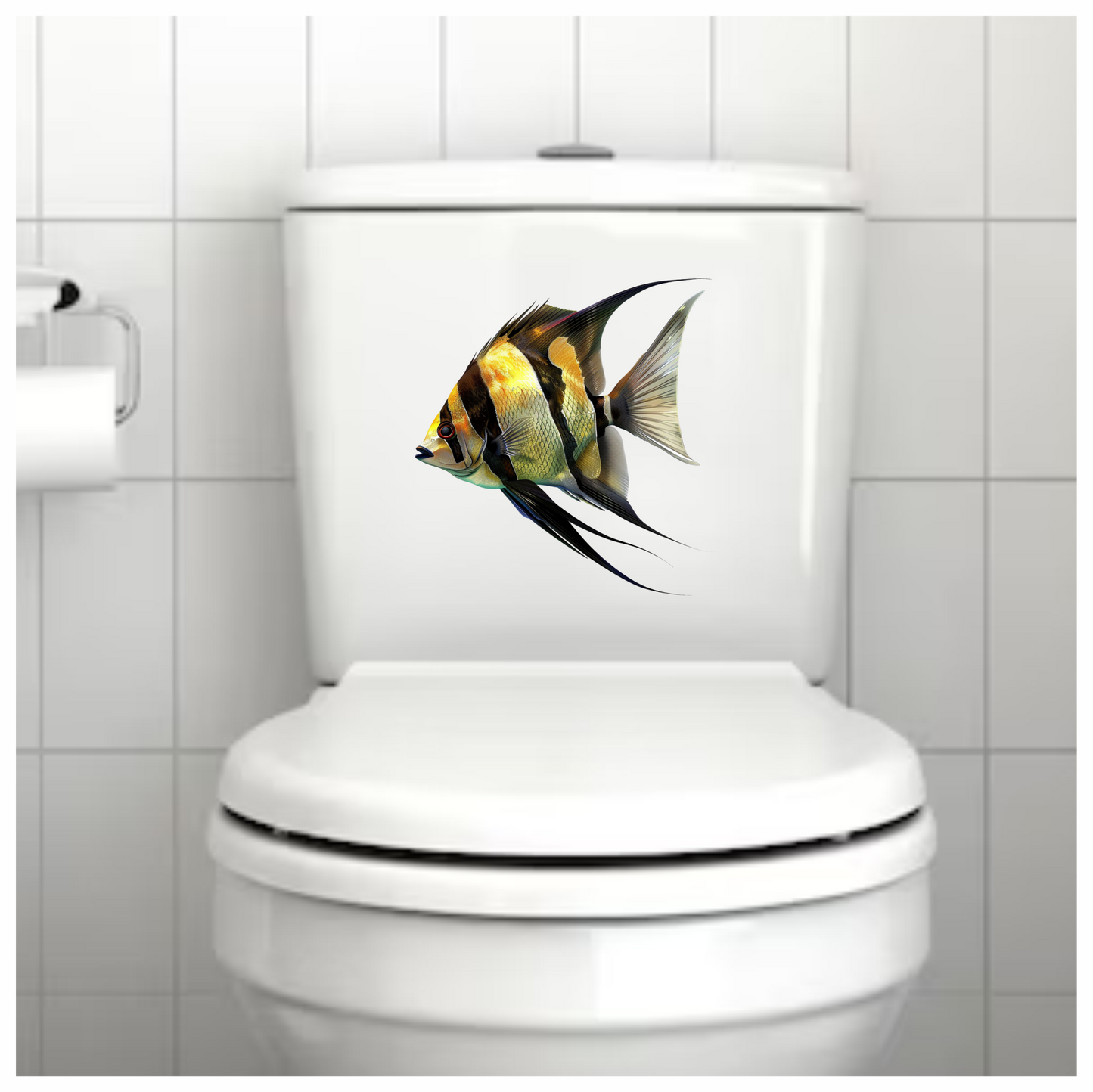 Yellow Fish Freshwater Angelfish Side Vinyl Sticker Decal