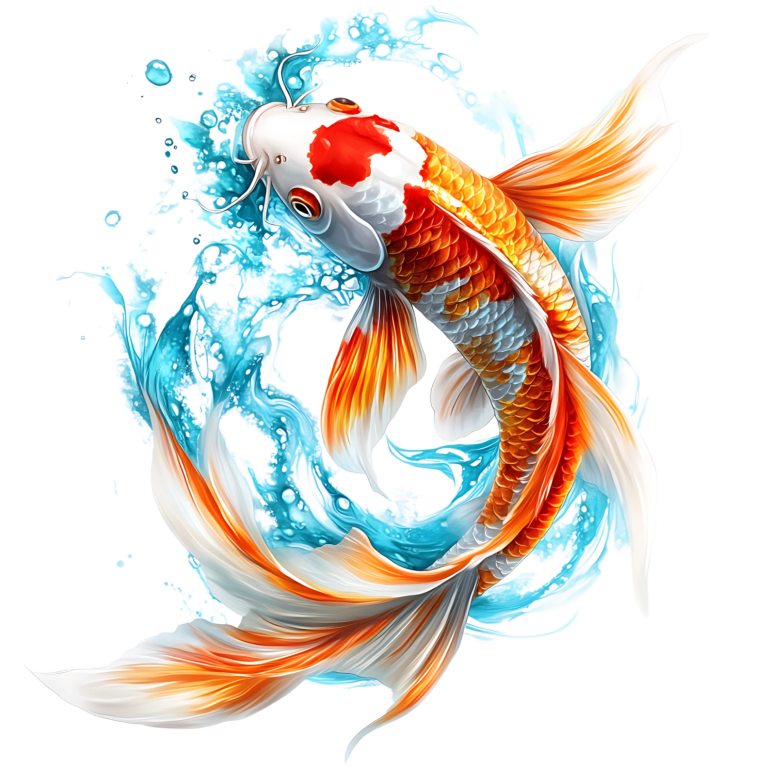 Orange White Koi Fish Water Splash Vinyl Sticker Decal