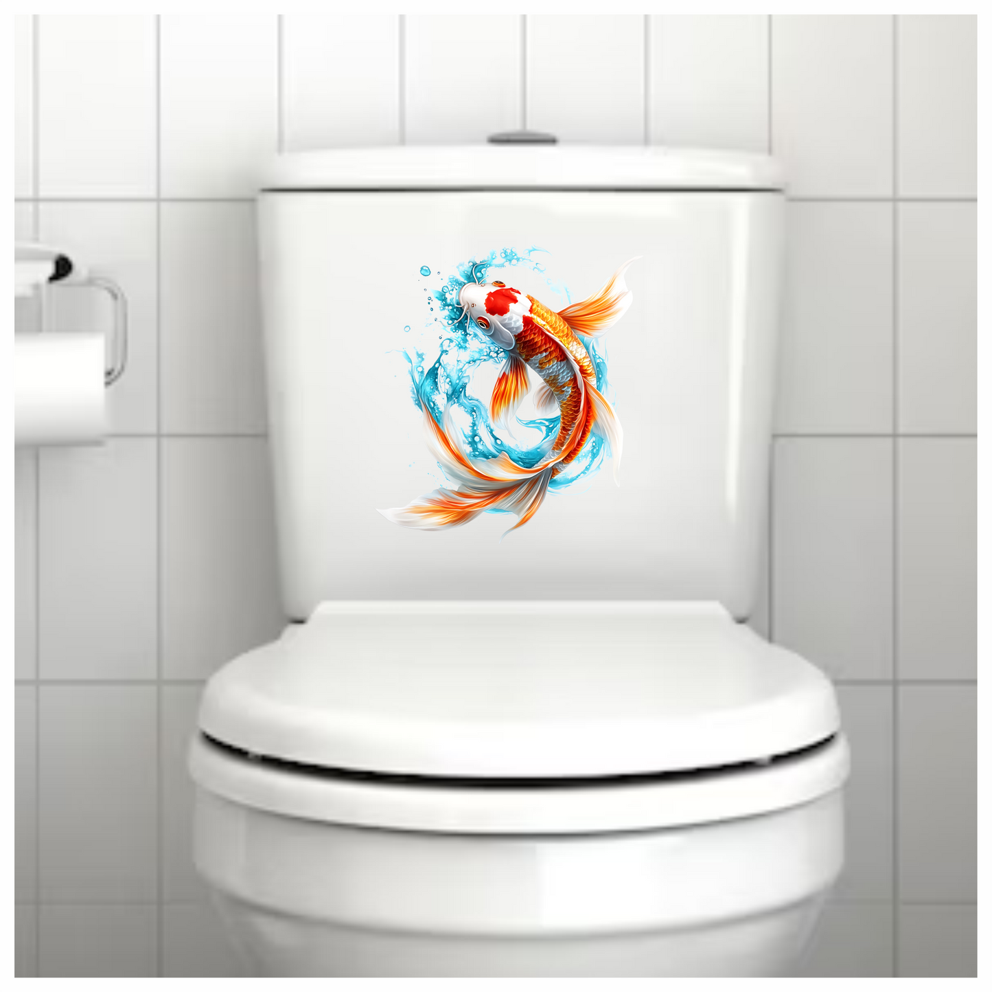 Orange White Koi Fish Water Splash Vinyl Sticker Decal