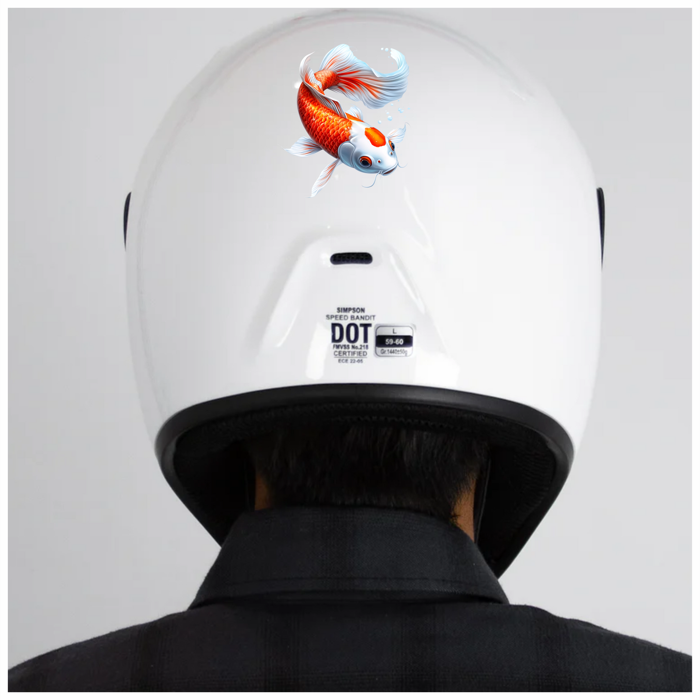Orange White Koi Fish Swimming Vinyl Sticker Decal