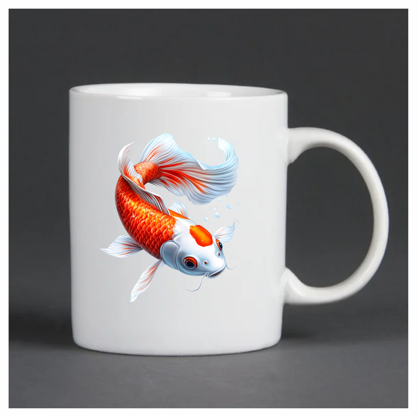Orange White Koi Fish Swimming Vinyl Sticker Decal