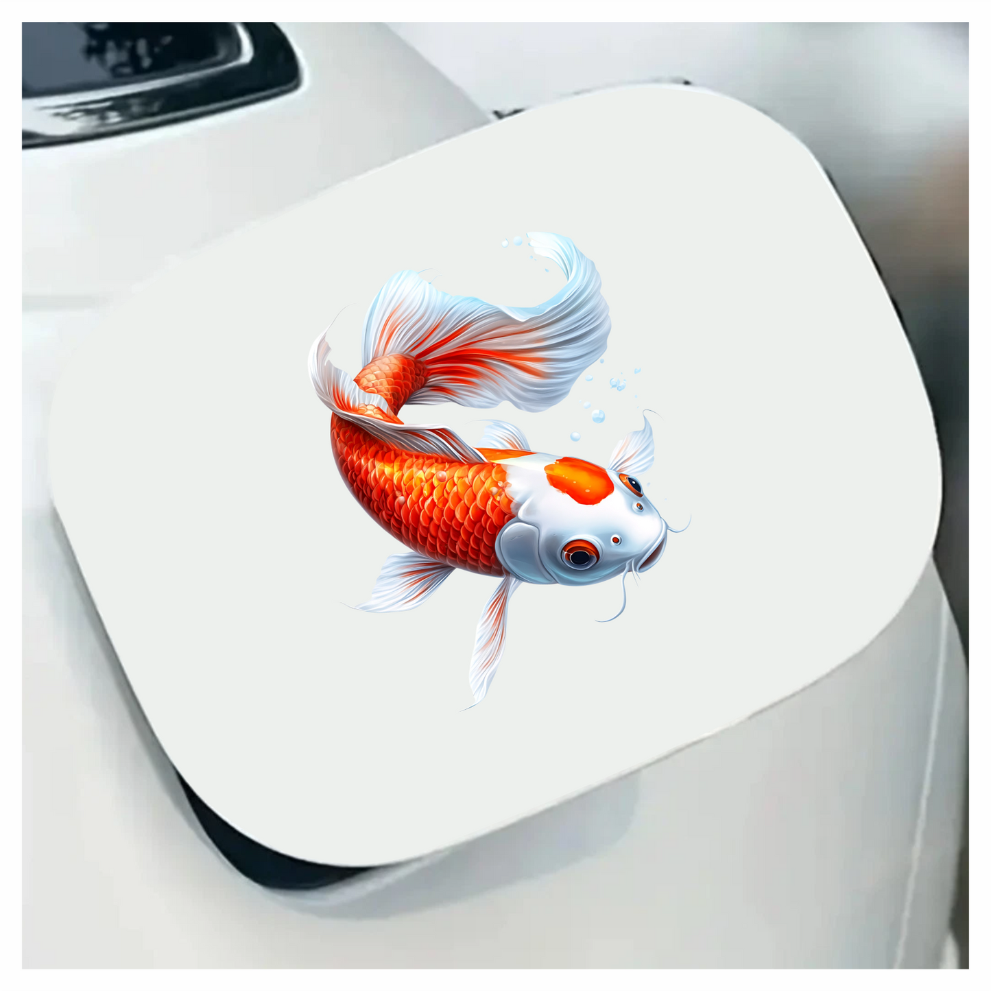 Orange White Koi Fish Swimming Vinyl Sticker Decal