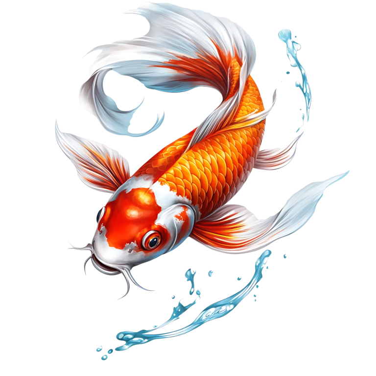 Orange Koi Fish Swimming Water Vinyl Sticker Decal