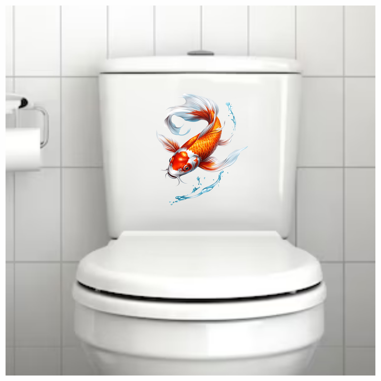 Orange Koi Fish Swimming Water Vinyl Sticker Decal