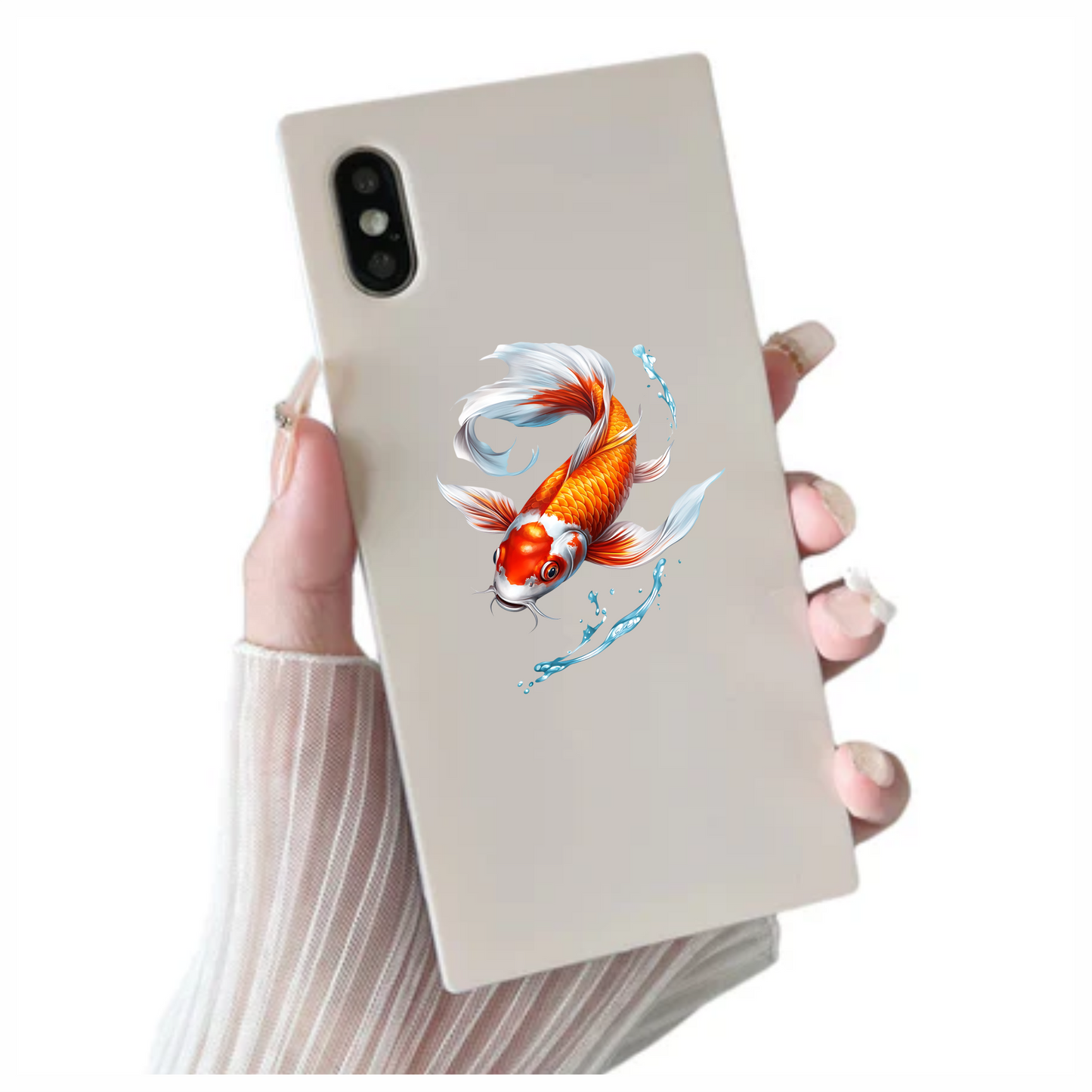 Orange Koi Fish Swimming Water Vinyl Sticker Decal