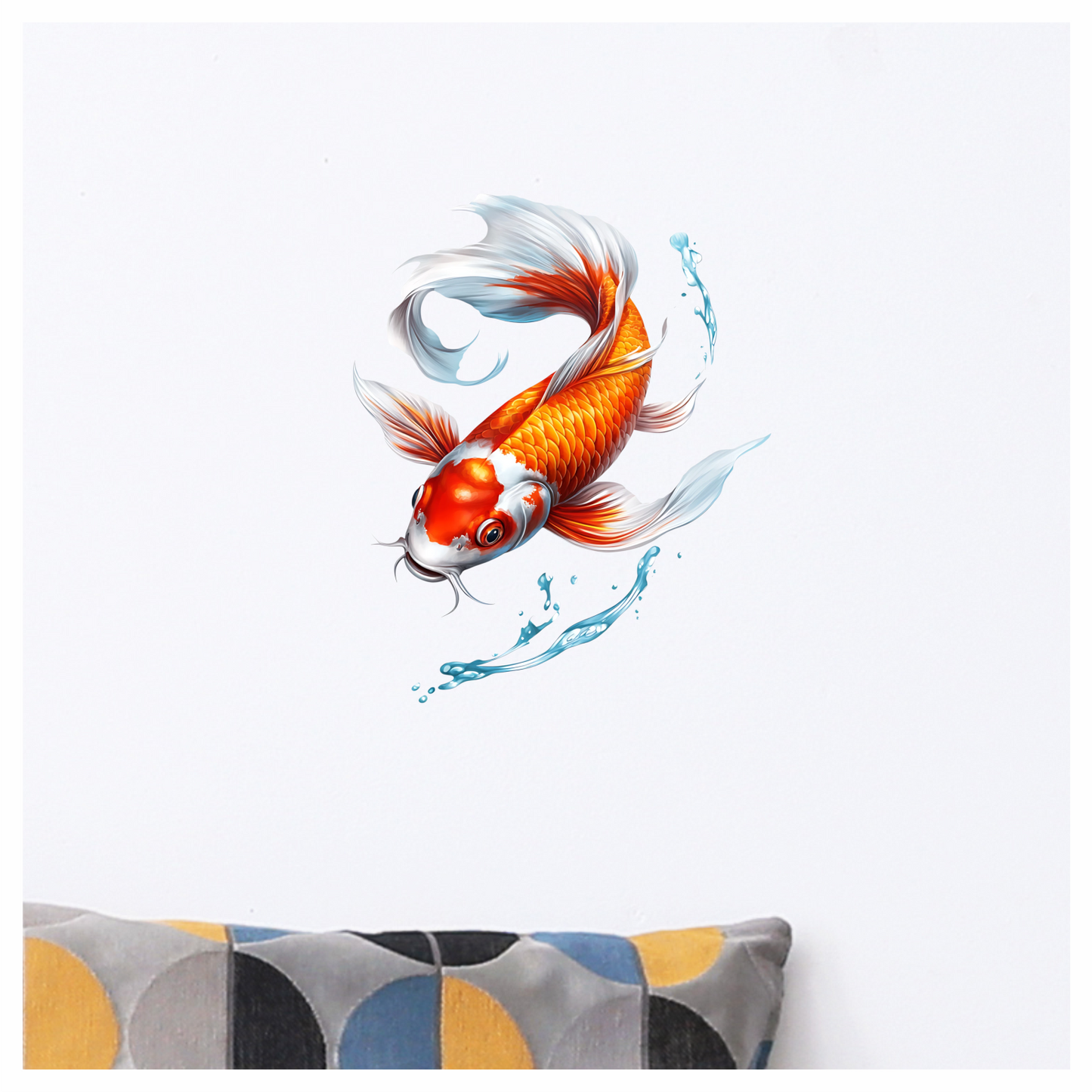 Orange Koi Fish Swimming Water Vinyl Sticker Decal
