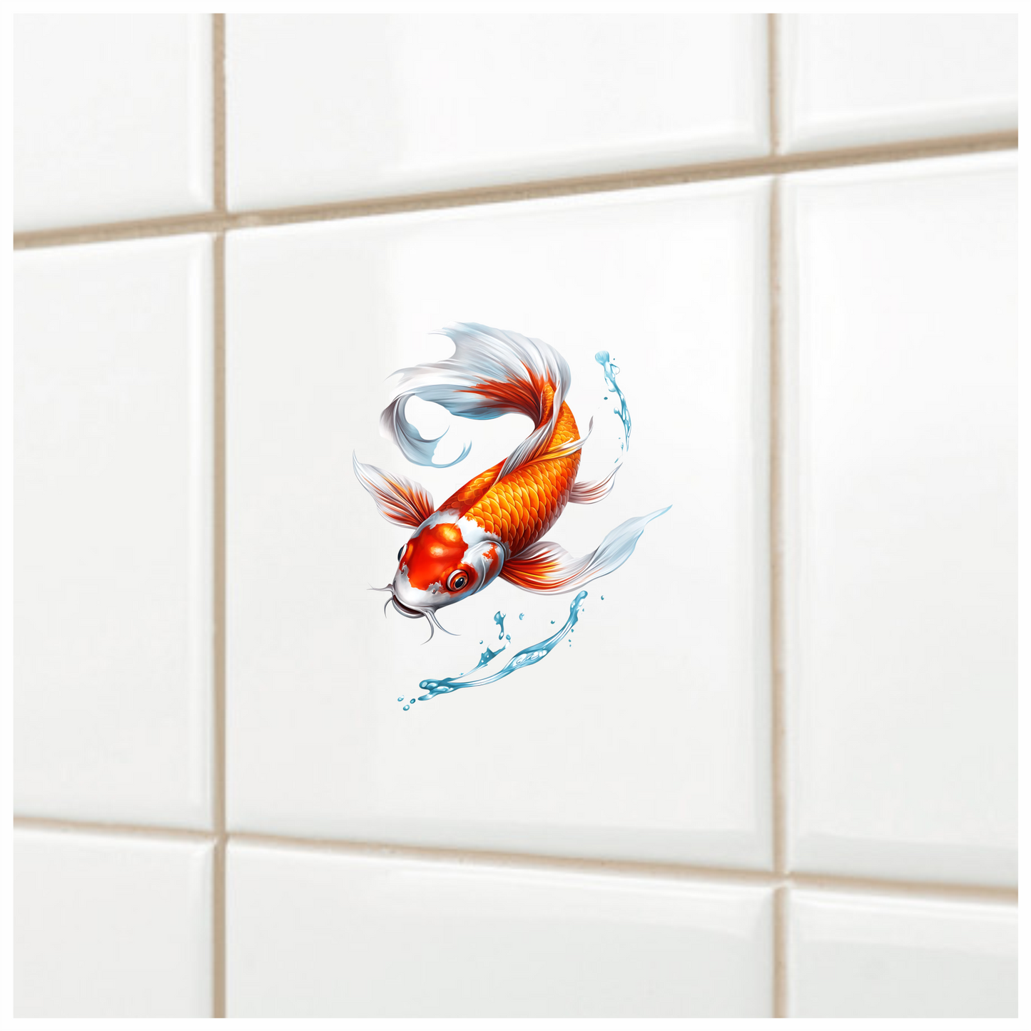 Orange Koi Fish Swimming Water Vinyl Sticker Decal